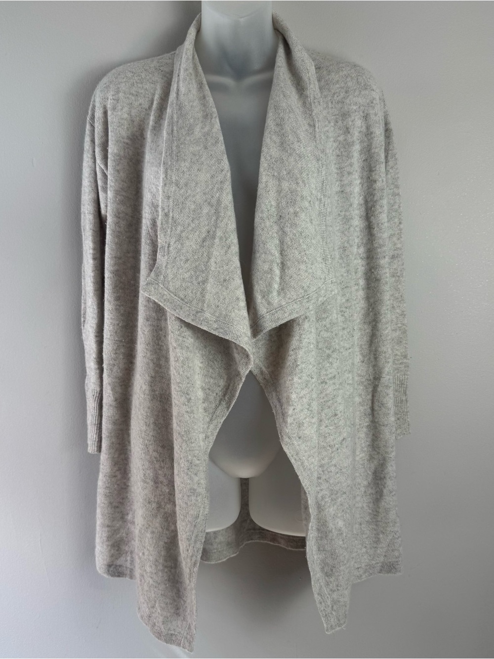 Halogen Cashmere Open-Front Draped Light Grey Cardigan Size XXSP